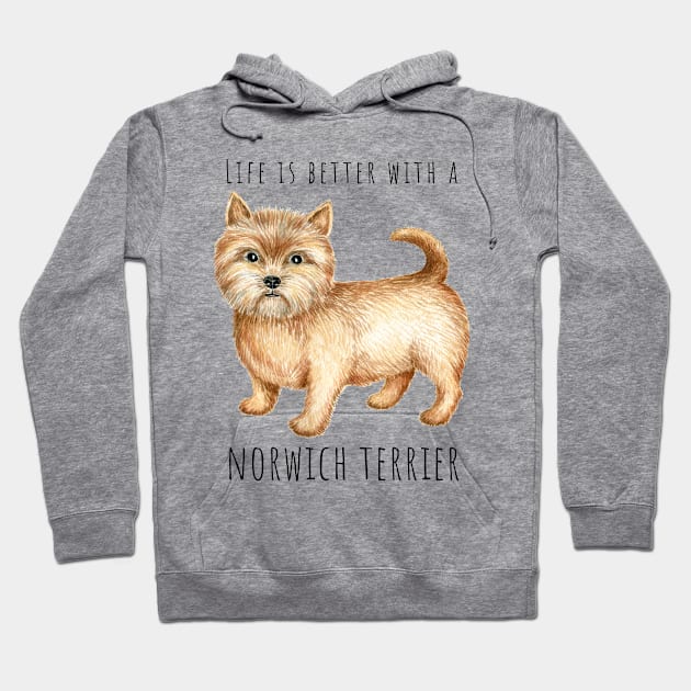 Cute Norwich Terrier Dog Hoodie by Simple Wishes Art